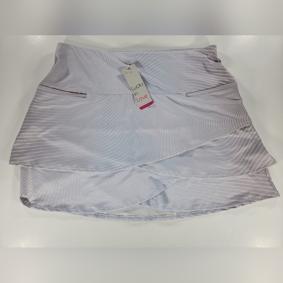 NEW Lucky in Love Scallop Golf Skirt Skort Pickleball Tennis Blue Pink Hombre XL